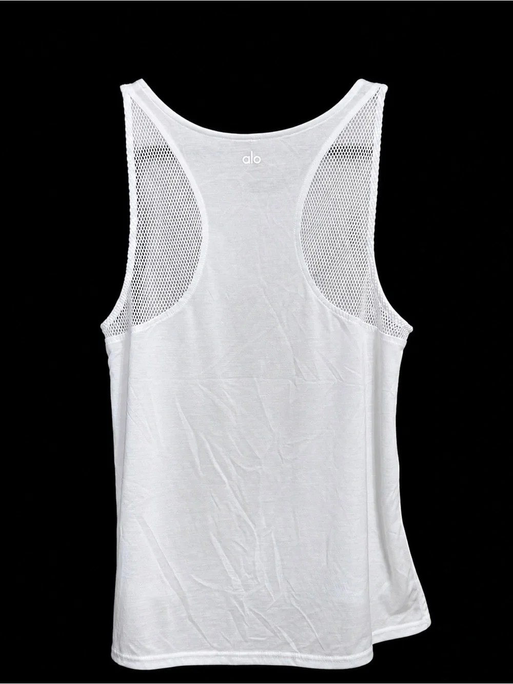 ALO Yoga Ella Mesh Racerback High-Low Tank Top White Size Medium